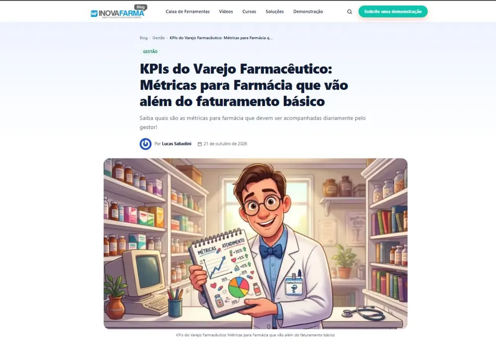 Página inicial do blog InovaFarma com o tema WordPress