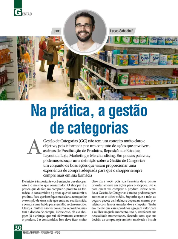 Página da Revista ABCFarma com o artigo Na prática, a gestão de categorias, por Lucas Sabadini
